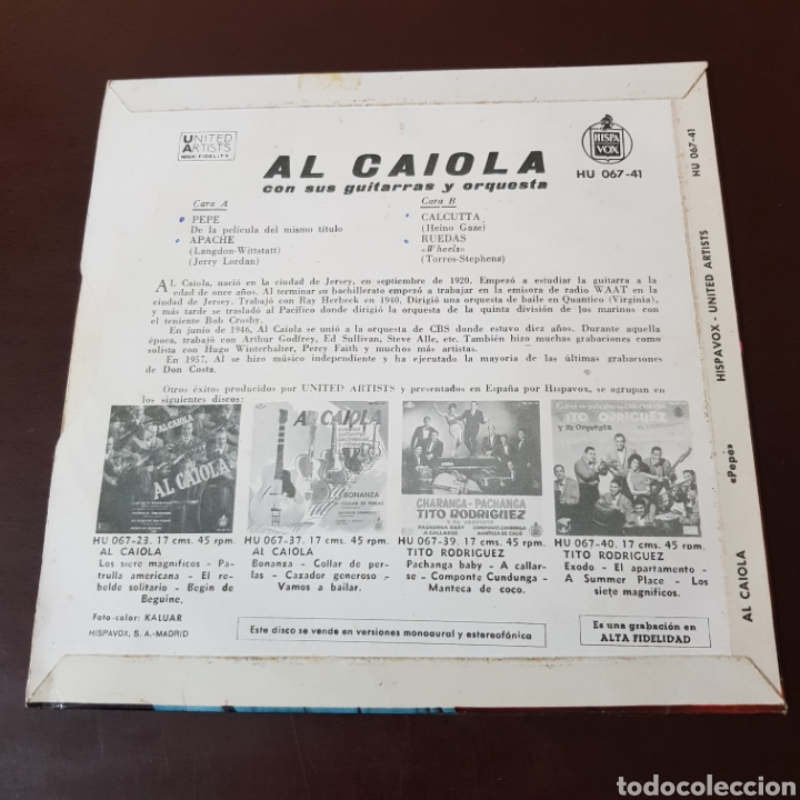 Discos de vinilo: AL CAIOLA CON SUS GUITARRAS Y SU ORQUESTA - Foto 2
