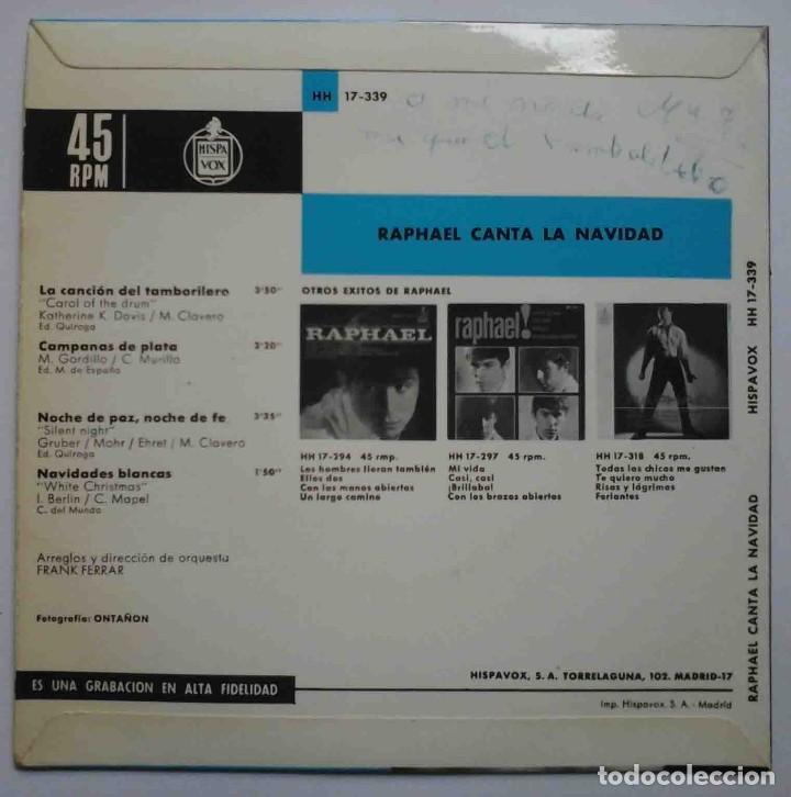 Discos de vinilo: Raphael canta la Navidad EP Hispavox 1965 - Foto 2
