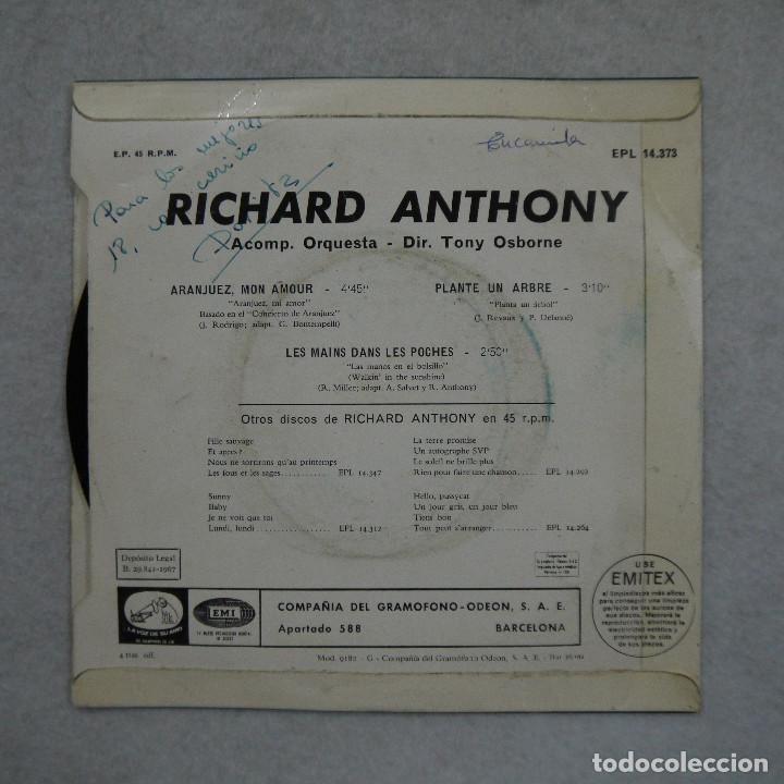 Discos de vinilo: RICHARD ANTHONY - ARANJUEZ, MON AMOUR - EP 1967 - Foto 2