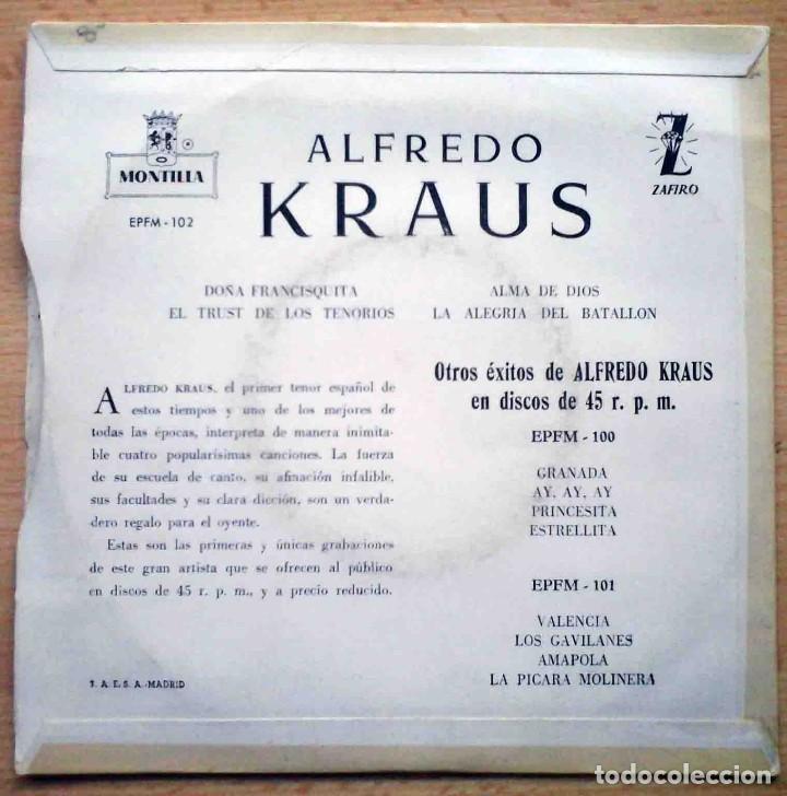 Discos de vinilo: 4 &eacute;xitos de Alfredo Kraus - Do&ntilde;a Francisquita + 3 - Foto 2