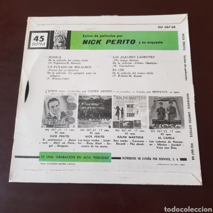 Discos de vinilo: EXITOS DE PELICULAS - NICK PERITO Y SU ORQUESTA - Foto 2