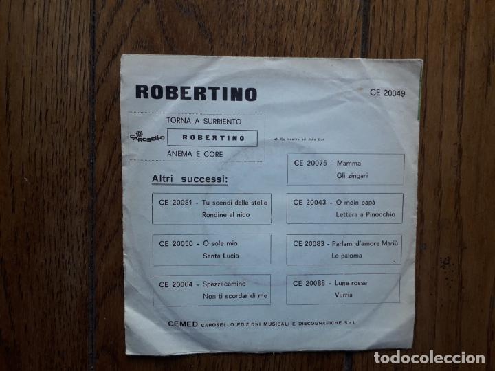 Discos de vinilo: Robertino  - torna a surriento  + anema e core - Foto 2