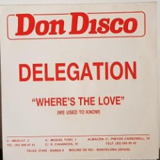 Discos de vinilo: DON DISCO DELEGATION WHERE´S THE LOVE - 1987 DISCO PROMO IMPRESO EN UNA SOLA CARA. Lote 197415838