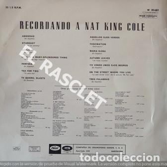 Discos de vinilo: MAGNIFICO LP - RECORDANDO A NAT KING COLE - Foto 2