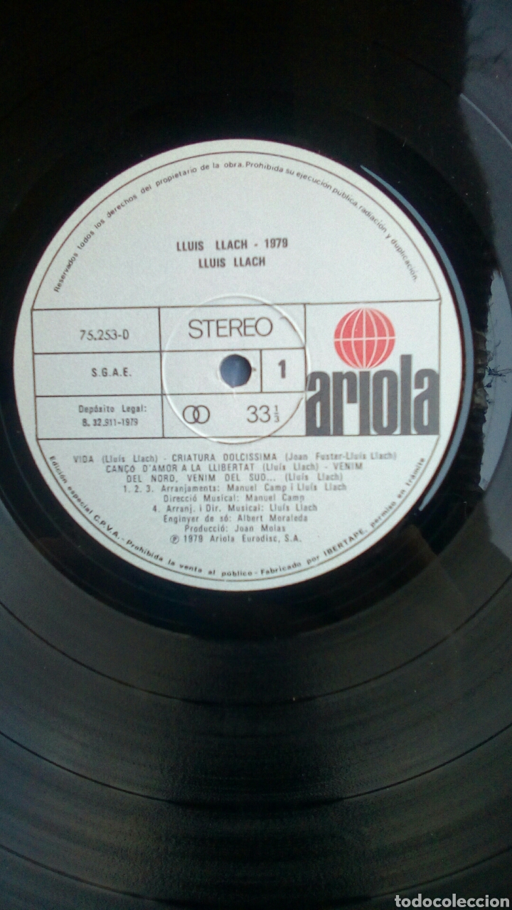 Discos de vinilo: Lluis Llach ?&ndash; 1979, Ariola 75.253-D, 1979. Spain. - Foto 5