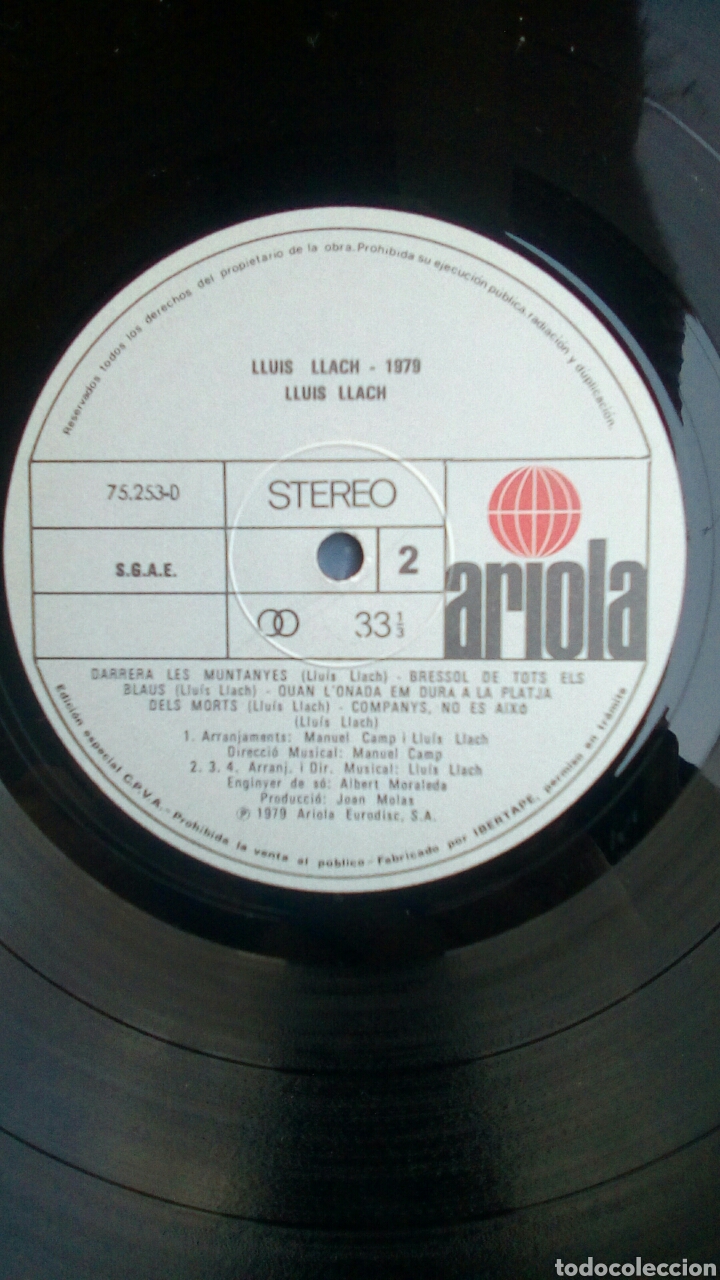 Discos de vinilo: Lluis Llach ?&ndash; 1979, Ariola 75.253-D, 1979. Spain. - Foto 6