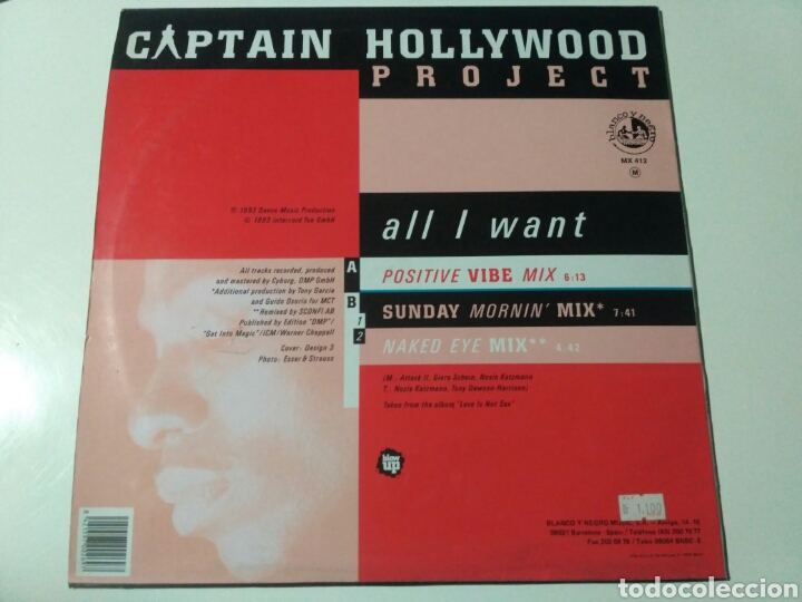 Discos de vinilo: Captain Hollywood Project&nbsp;-&nbsp;All I Want - Foto 2