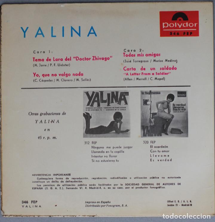Discos de vinilo: YALINA//TEMA DE LARA+3//EP//1966//POLYDOR - Foto 2