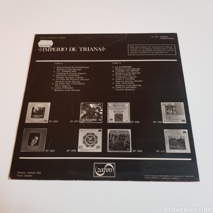 Discos de vinilo: IMPERIO DE TRIANA - LP ZAFIRO 1973 - Foto 2