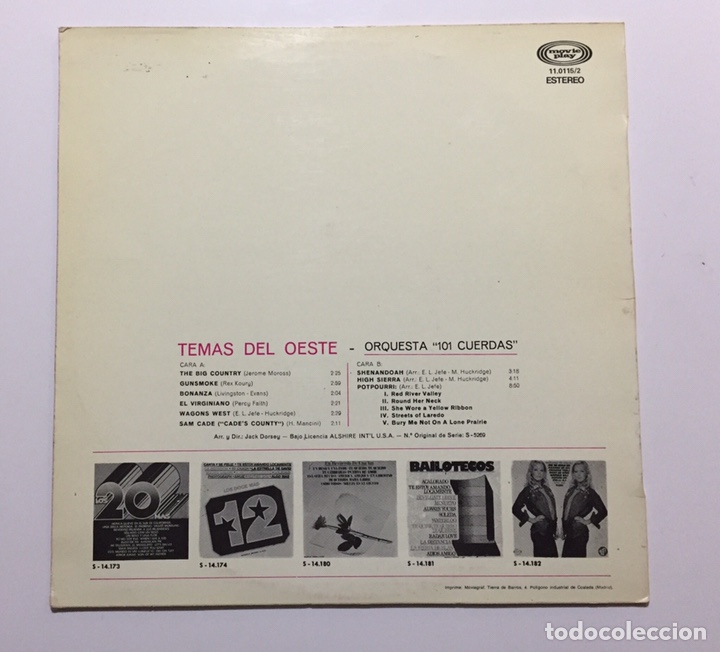 Discos de vinilo: TEMAS DEL OESTE - &Eacute;XITOS DE HOY Y DE SIEMPRE - LP - Foto 2