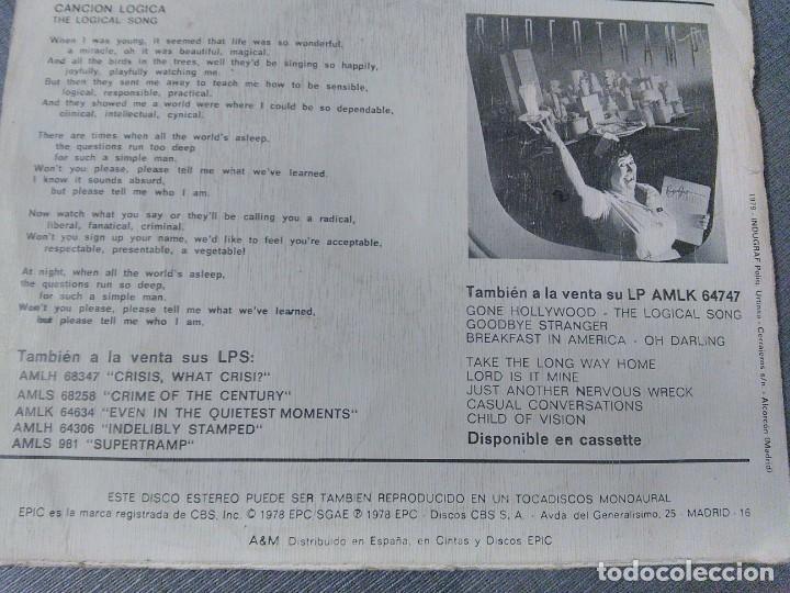 Discos de vinilo: Single de Supertramp. Logical Song. - Foto 2