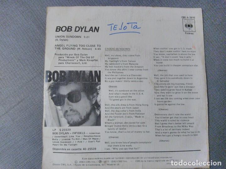 Discos de vinilo: Single de Bob Dylan. Union Sundown. - Foto 2