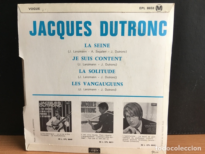Discos de vinilo: Jacques Dutronc - La Seine (7&rdquo;, EP) Disques Vogue EPL 8659 - Foto 2
