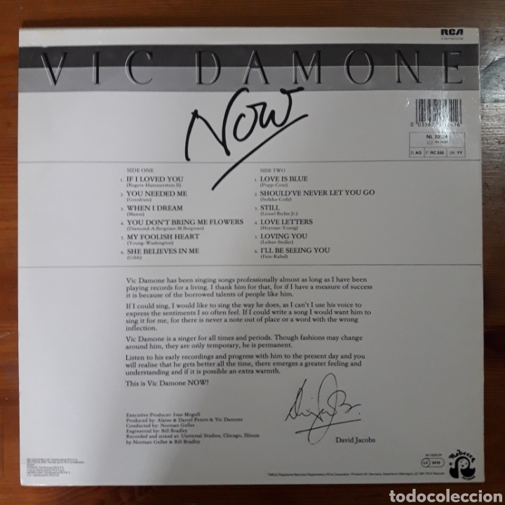 Discos de vinilo: VIC DAMONE, NOW (Vinilo) - Foto 2