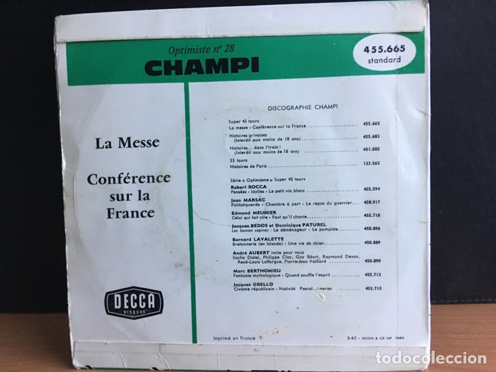 Discos de vinilo: Champi - Optimiste N&deg;28 (7&rdquo;, EP) (Decca 455.665) - Foto 2