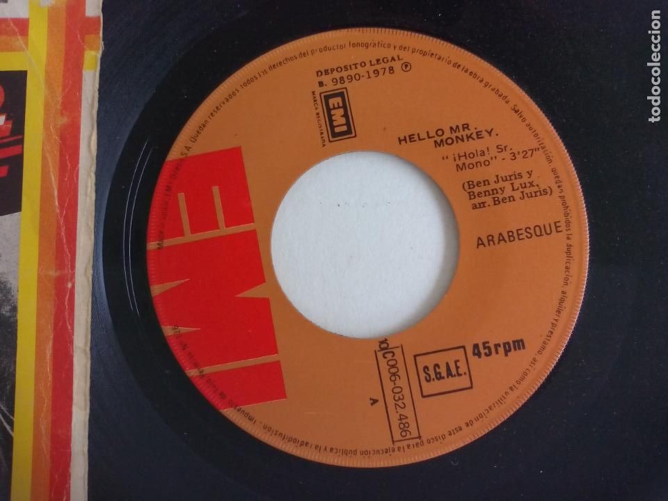 Discos de vinilo: ARABESQUE. HELLO MR. MONKEY 1978. HOLA SR MONO. EMI - Foto 3