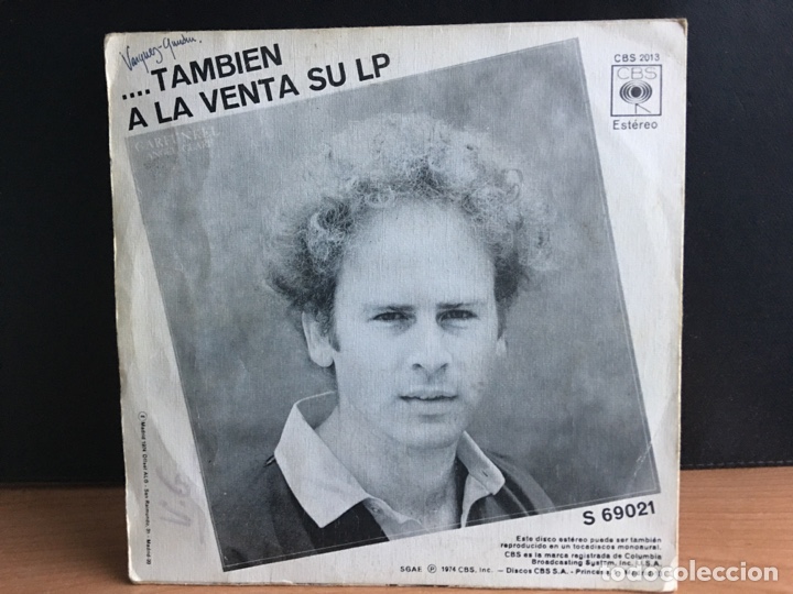 Discos de vinilo: Art Garfunkel - Cantar&eacute; (7&rdquo;, Single) (CBS) CBS 2013 - Foto 2