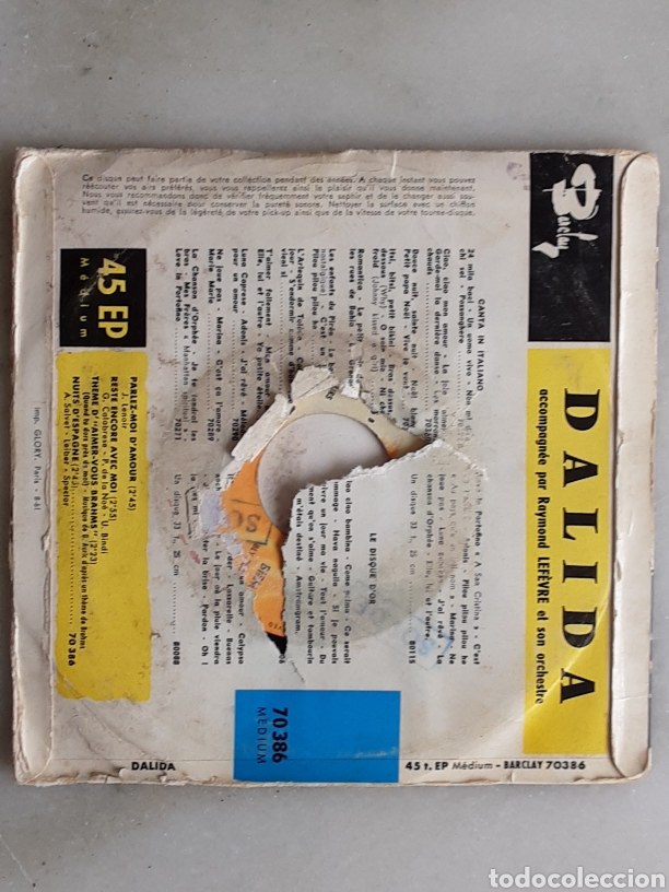 Discos de vinilo: dalida EP parlez-moi de amour +3 - Foto 2