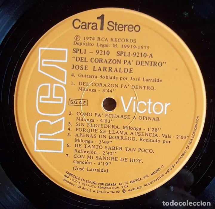 Discos de vinilo: Jose Larralde del corazon pa dentro - Foto 3