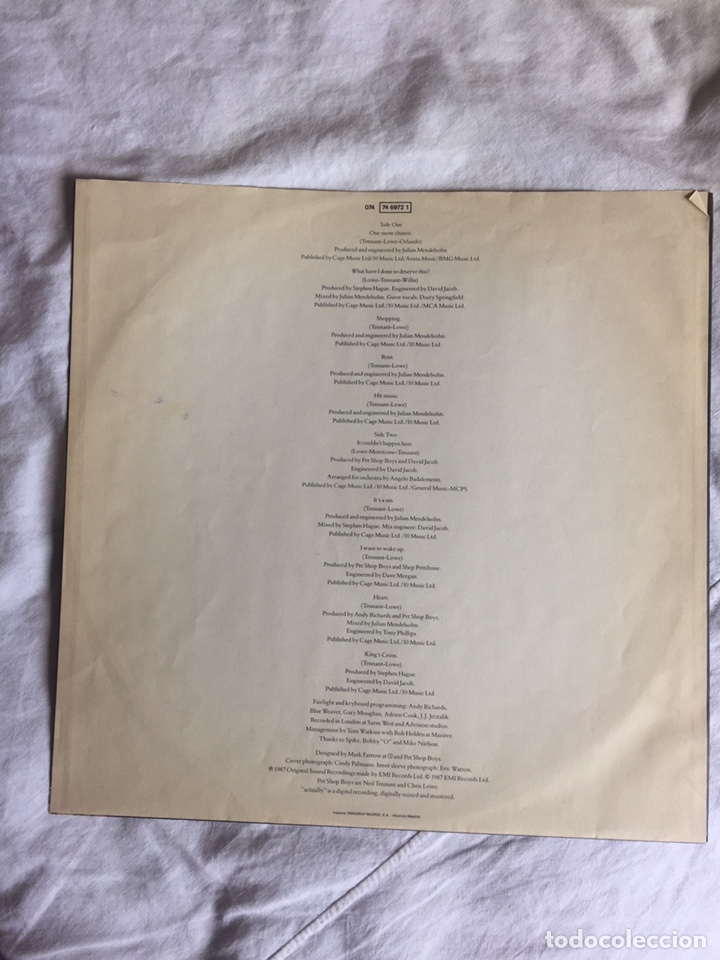 Discos de vinilo: Pet Shop Boys / actually - LP - Foto 8