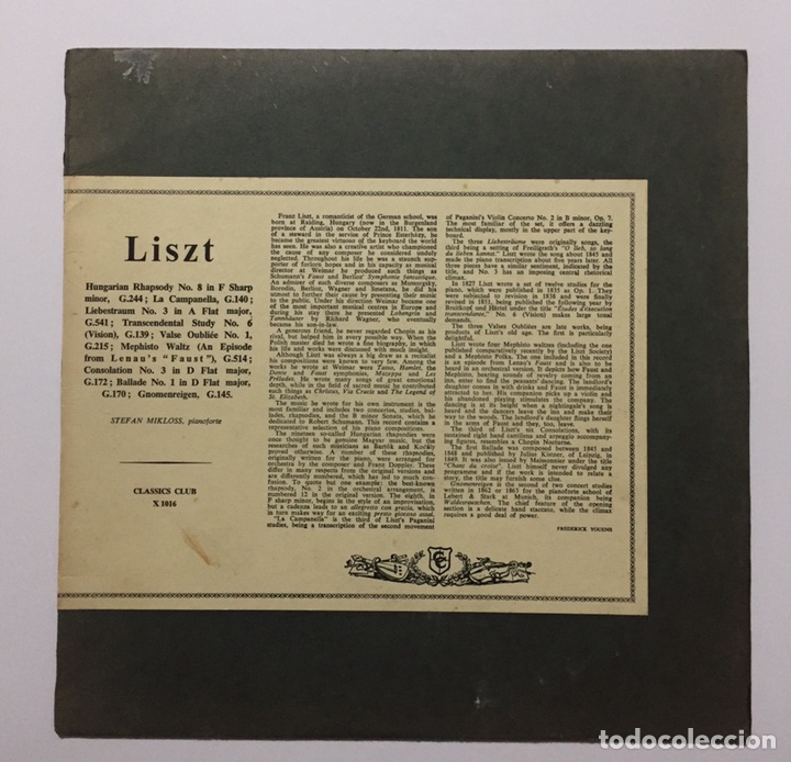 Discos de vinilo: LISZT - STEFAN MIKLOSS - Foto 1