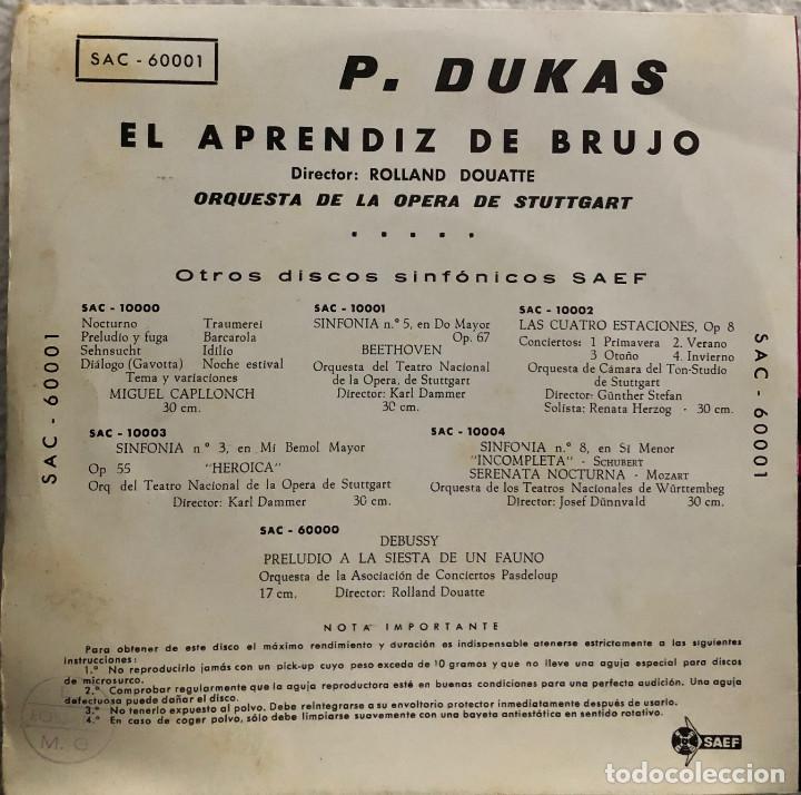Discos de vinilo: ORQUESTA DE LA OPERA DE STUTTGART - P. DUKAS - El aprendiz de Brujo - Foto 2