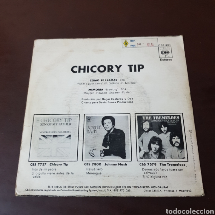 Discos de vinilo: CHICORY TIP 1972 COMO TE LLAMAS ? - Foto 2