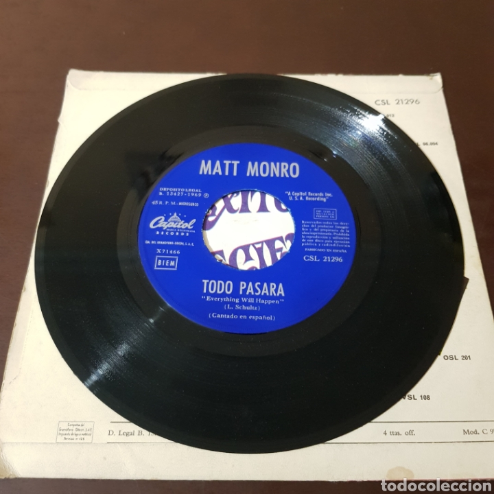 Discos de vinilo: MATT MONRO - TODO PASARA / LO QUE QUEDO - Foto 3