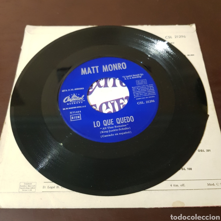 Discos de vinilo: MATT MONRO - TODO PASARA / LO QUE QUEDO - Foto 4