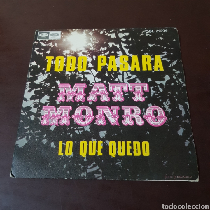 Discos de vinilo: MATT MONRO - TODO PASARA / LO QUE QUEDO - Foto 1