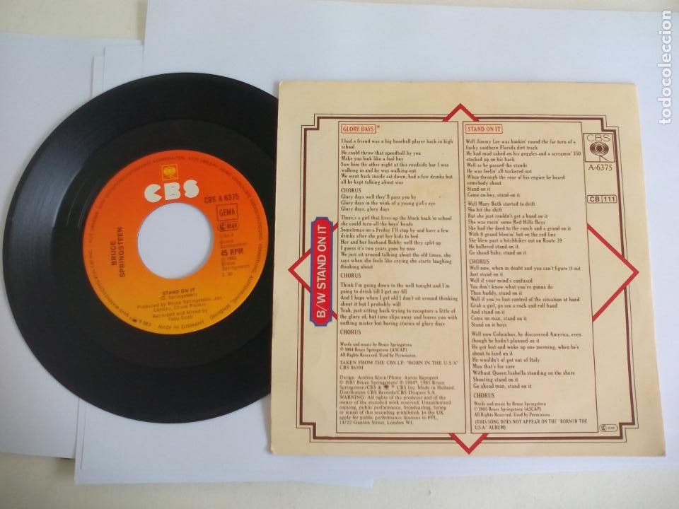 Discos de vinilo: GLORY DAYS, BRUCE SPRINGSTEEN. 1985. CBS. GERMANY - Foto 3