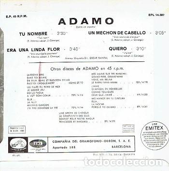 Discos de vinilo: ADAMO. Tu nombre - Foto 2