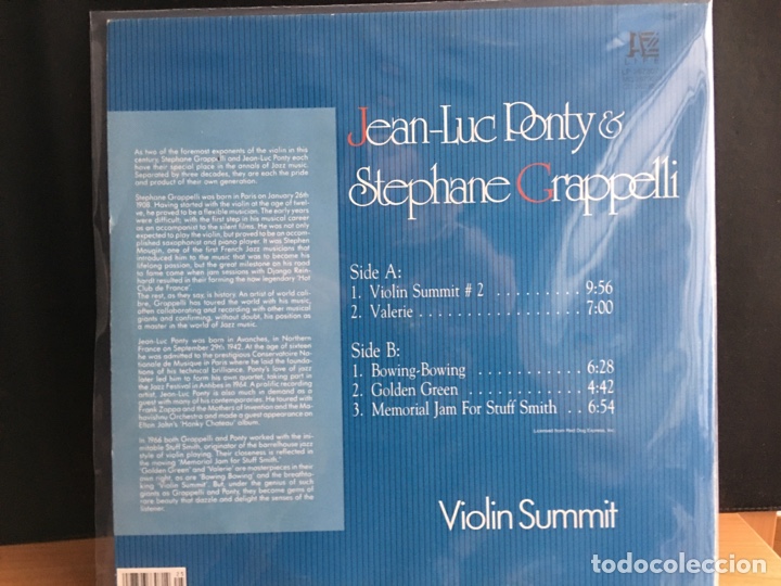Discos de vinilo: Jean-Luc Ponty & Stephane Grappelli: Violin Summit (LP) - Foto 2