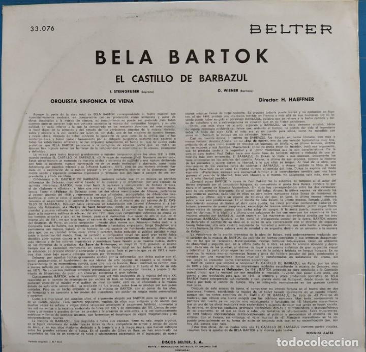 Discos de vinilo: Bartok - Herbert Haeffner &lrm;&ndash; El Castillo de Barbazul (LP, Album) - Foto 2