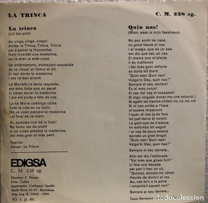 Discos de vinilo: LA TRINCA, single LA TRINCA y QUIN NAS - Foto 2