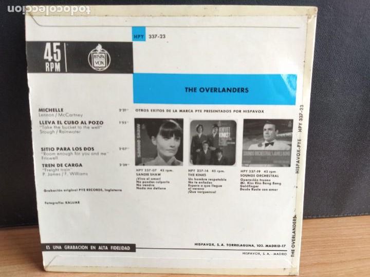 Discos de vinilo: The Overlanders - Michelle (7&rdquo;, EP) Hispavox HPY 337-23 - Foto 2