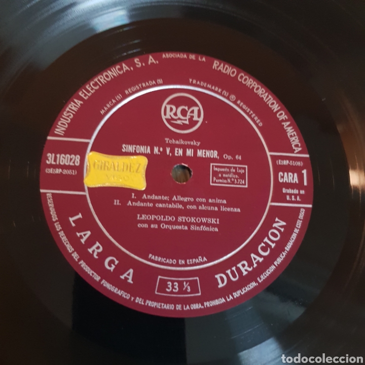 Discos de vinilo: TCHAIKOVSKY SYMPHONY N&deg; 5 - STOKOWSKI - Foto 3