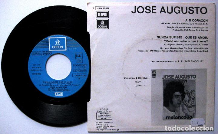Discos de vinilo: Jose Augusto - A Ti Corazon - Single Odeon 1976 BPY - Foto 2