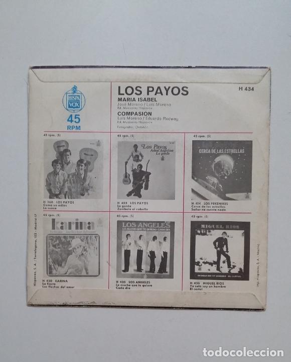 Discos de vinilo: LOS PAYOS. MARIA ISABEL. COMPASION. SINGLE. TDKDS20 - Foto 2