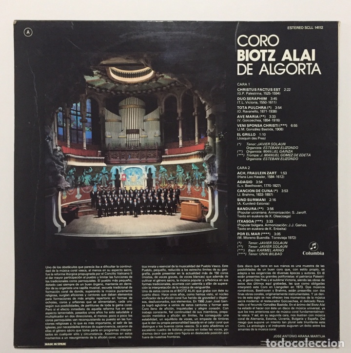 Discos de vinilo: LP BIOTZ ALAI - ALGORTA - Foto 2