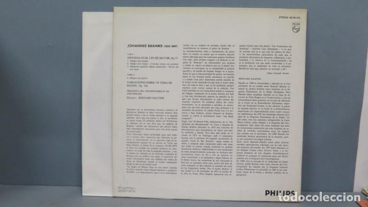 Discos de vinilo: LP. BRAHMS. SINFONIA N&ordm; 1. BERNARD HAITINK - Foto 2
