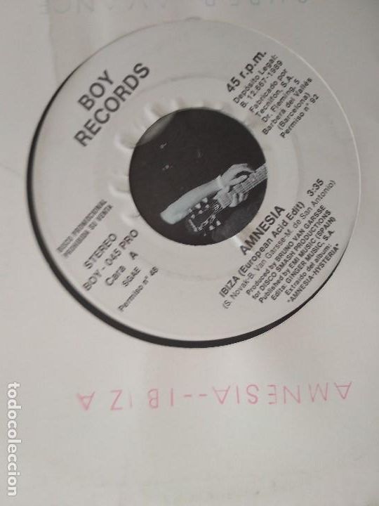 Discos de vinilo: AMNESIA IBIZA SINGLE SPAIN - Foto 1