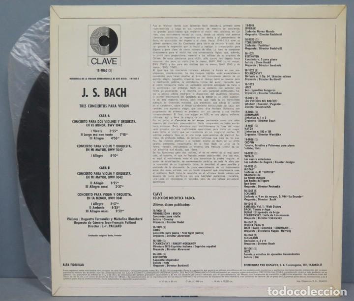 Discos de vinilo: LP. BACH. TRES CONCIERTOS PARA VIOLIN - Foto 2