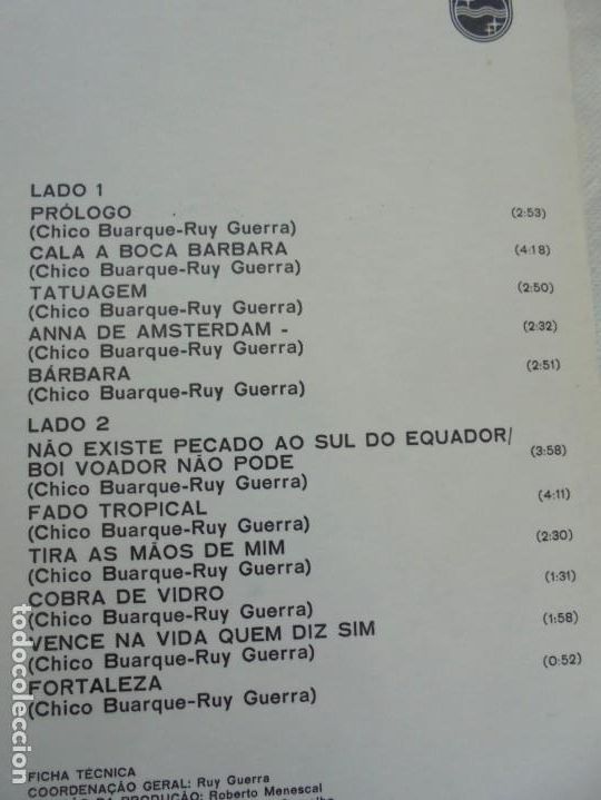 Discos de vinilo: CHICOCANTA. CHICO BUARQUE. LP VINILO. PHILIPS CBD PHONOGRAM 1973. - Foto 3