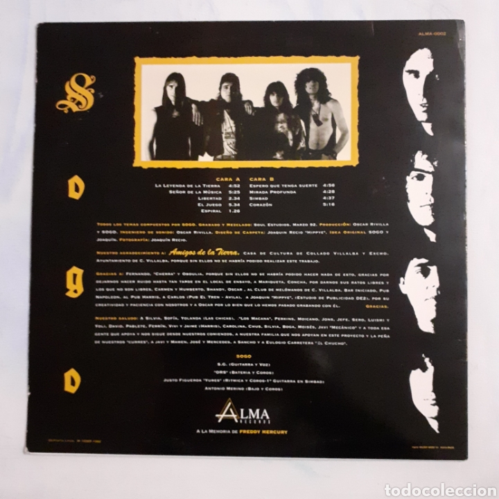 Discos de vinilo: Sogo. Amigos de la tierra. Alma Records ALMA-0002. España 1992. Disco VG+. Carátula VG+. - Foto 2 - 200384962