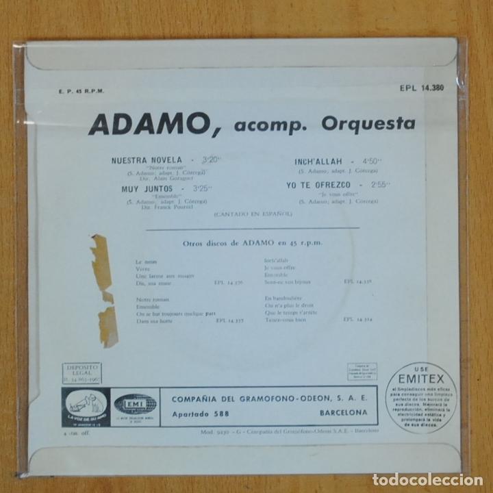 Discos de vinilo: ADAMO - NUESTRA NOVELA + 3 - EP - Foto 2