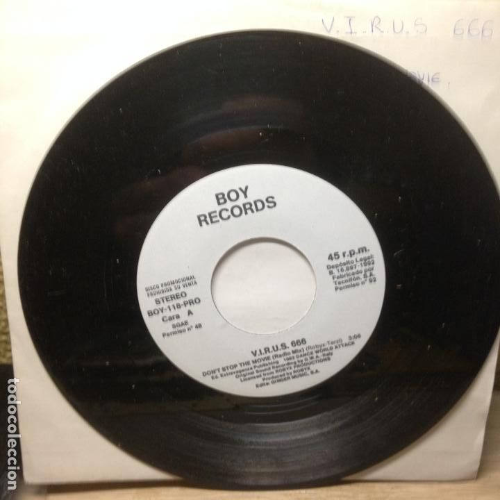 Discos de vinilo: VIRUS 666 DON&acute;T STOP THE MUSIC - SINGLE - Foto 1