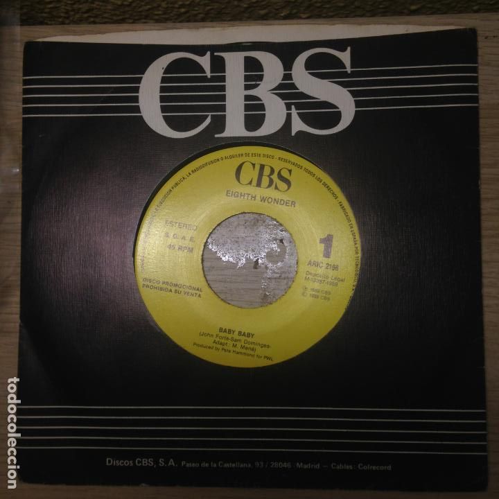 Discos de vinilo: EIGHT WONDER - BABY BABY - SINGLE - Foto 1