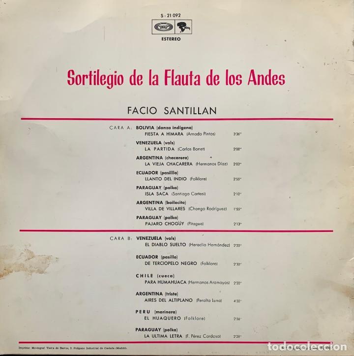 Discos de vinilo: Sortilegio de la flauta de los Andes - Facio Santill&aacute;n - Foto 2