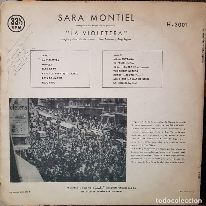 Discos de vinilo: SARA MONTIEL. LA VIOLETERA. LP. MADE IN CHILE - Foto 2